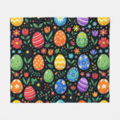 Osterhasen-Eier & Blumen im Regenbogen-Look Fleecedecke (Vorderseite (Horizontal))