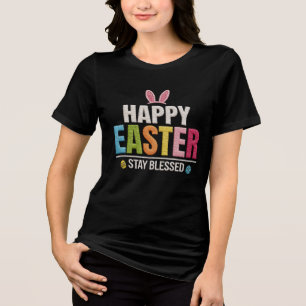 Osterhasen-Eier Karo Leoparden T-Shirt Tri-Blend Shirt