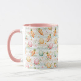 Osterhasen-Eier & Karotten Wasserfarben-Muster Tasse