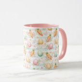 Osterhasen-Eier & Karotten Wasserfarben-Muster Tasse (VorderseiteRechts)
