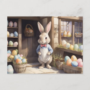 Osterhasen-Eier-Markt Vintage Ostern Feiertagspostkarte