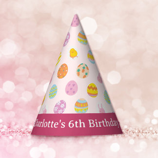 Osterhasen-Eier-Muster Kindergeburtstag Rosa Partyhütchen