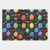 Osterhasen-Eier und Blumen im Regenbogen Geschenkpapier Set (Vorderseite)