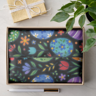 Osterhasen-Eier und Blumen im Regenbogen-Look Seidenpapier