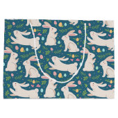 Osterhasen-Eier und Grünmuster Große Geschenktüte (Rückseite)