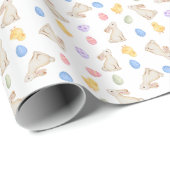 Osterhasen, Eier und Küken in Pastell Geschenkpapier (Rolleneckpunkt)