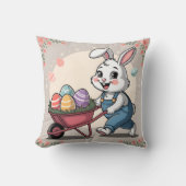 Osterhasen-Eier und Rollkarren Kissen (Vorderseite)