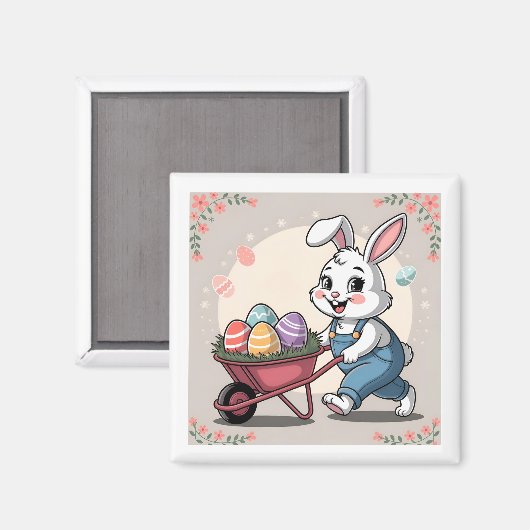 Osterhasen-Eier und Rollkarren Magnet (Vorderseite/Rückseite)