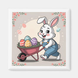 Osterhasen-Eier und Rollkarren Magnet