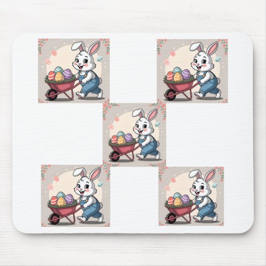 Osterhasen-Eier und Rollkarren Mousepad (Vorne)