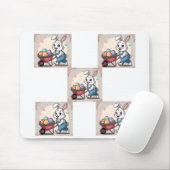 Osterhasen-Eier und Rollkarren Mousepad (Mit Mouse)