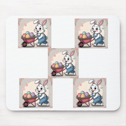 Osterhasen-Eier und Rollkarren Mousepad (Vorne)