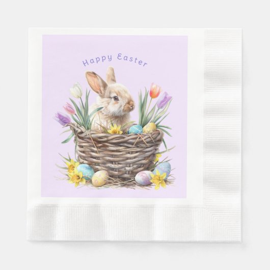 Osterhasen-Eierkorb Frühhlingstulpen Serviette (Vorderseite)