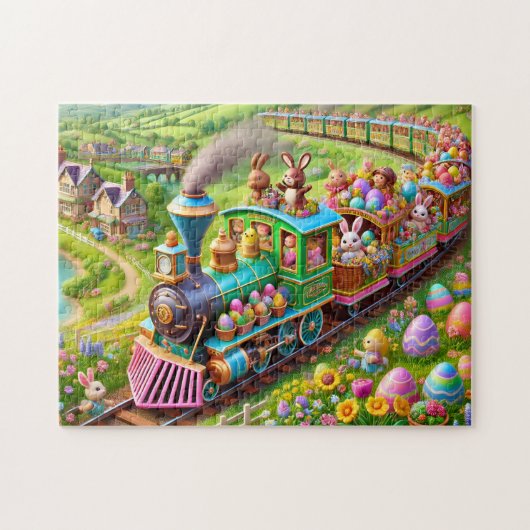 Osterhasen-Express-Frühlingszug-Abenteuer Puzzle (Horizontal)