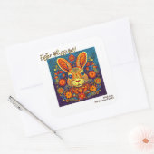 Osterhasen - Folklorekunst - Personalisierbare Ost Quadratischer Aufkleber (Umschlag)