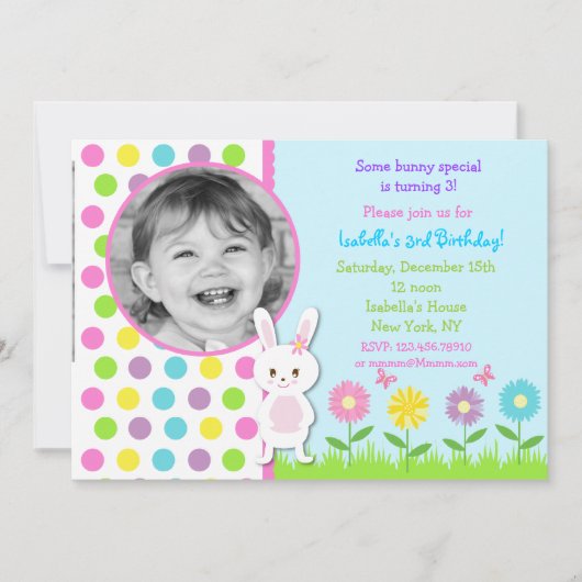 Osterhasen Foto Geburtstagsparty Einladungen (Vorderseite)