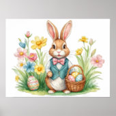 Osterhasen-Frühlingsblumenposter Poster (Vorne)