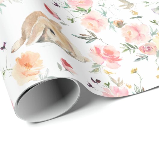 Osterhasen Frühlingsflora Geschenkpapier (Rolleneckpunkt)