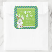 Osterhasen-Geschenksticker & -Etiketten (blau grün Quadratischer Aufkleber (Tasche)
