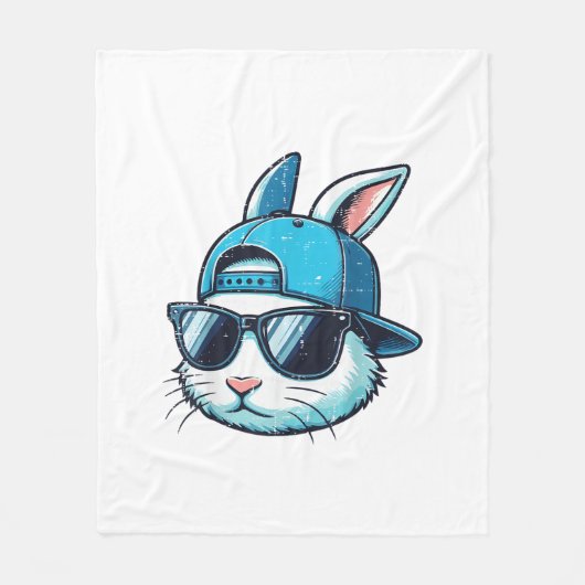 Osterhasen-Gesicht-Baseballcap-Sonnenbrille-Hase B Fleecedecke (Vorderseite)