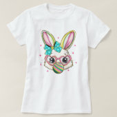 Osterhasen-Gesicht mit Brille & Blase T-Shirt (Design vorne)