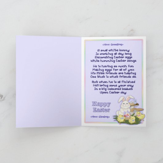 Osterhasen-Gruß Feiertagskarte (Innenseite)