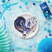 Osterhasen Herz Blau & Weiß Moderne Pappteller (Party)