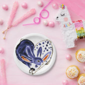 Osterhasen Herz Blau & Weiß Moderne Pappteller (Party)