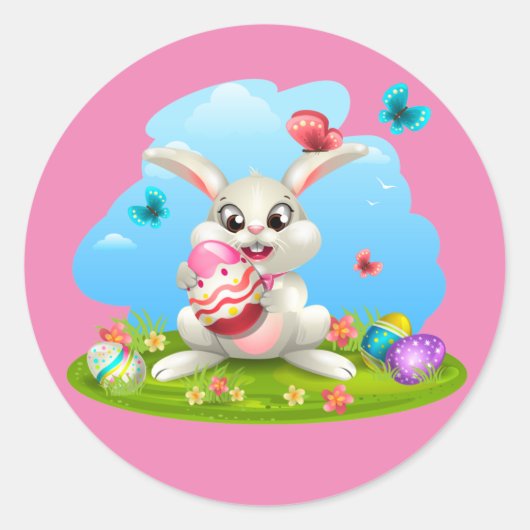 Osterhasen Hintergrund Runder Aufkleber (Vorderseite)