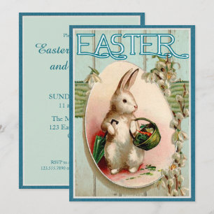 Osterhasen-Illustration auf Vintage-Einladung Einladung