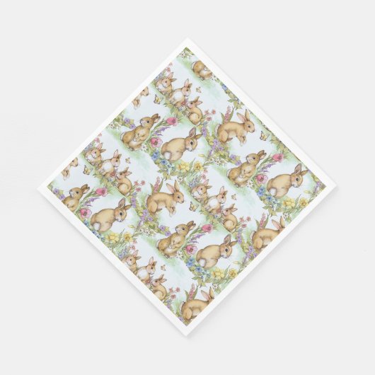 Osterhasen im Frühlingsgarten Party Serviette (Ecke)