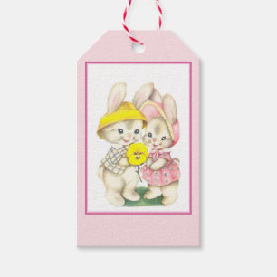 Osterhasen im Vintage-Stil Geschenkanhänger