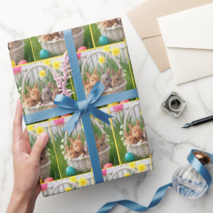 Osterhasen in einem Weidenkorb Geschenkpapier