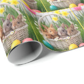 Osterhasen in einem Weidenkorb Geschenkpapier (Rolleneckpunkt)