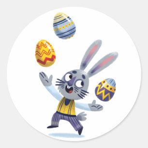 Osterhasen-Juggler-Sticker Runder Aufkleber