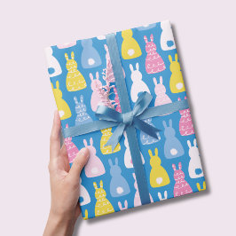 Osterhasen-Kaninchen Blaues Muster Geschenkpapier