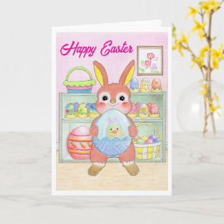 Osterhasen-Kaninchen-Eier-Kinder-Karte zum Falten Karte