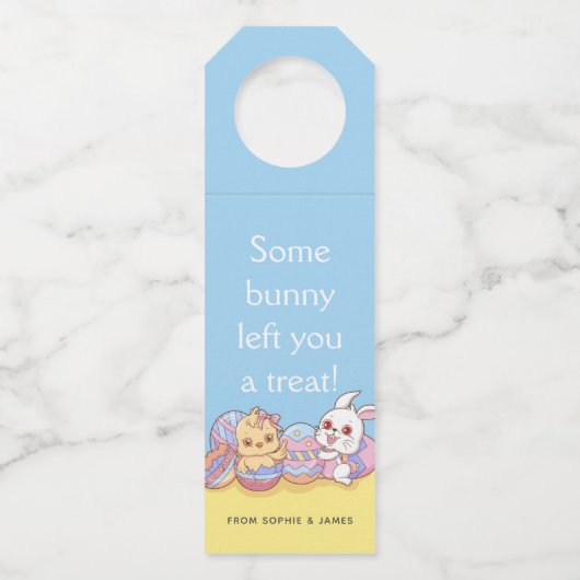 Osterhasen-Kaninchen-Kick-Eier | Urlaub Flaschenanhänger (Vorderseite)