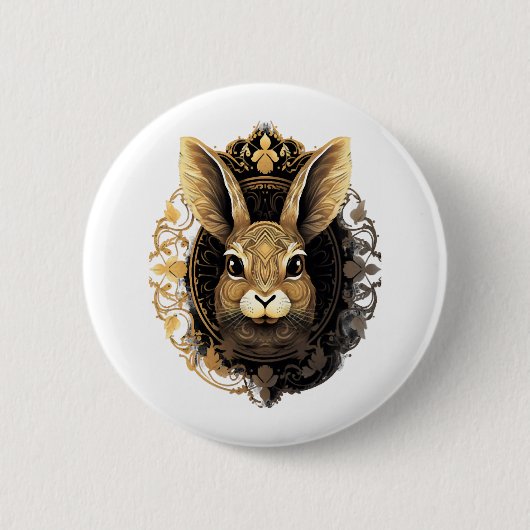Osterhasen Kaninchen Mandala Artester Tag Button (Vorderseite)