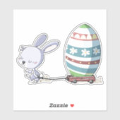 Osterhasen Kaninchen Pulling Ostereier in Trolley Aufkleber (Blatt)