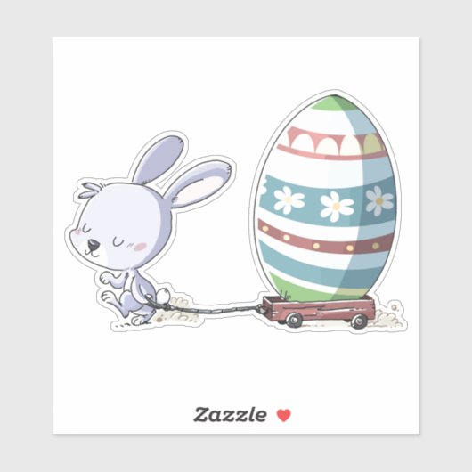 Osterhasen Kaninchen Pulling Ostereier in Trolley Aufkleber (Blatt)