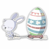Osterhasen Kaninchen Pulling Ostereier in Trolley Aufkleber (Vorderseite)