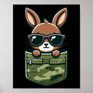 Osterhasen Kaninchen Sungles Pocket T-Shirt Jungen Poster