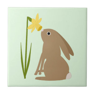 Osterhasen-Kaninchen und Daffodische Blume Fliese