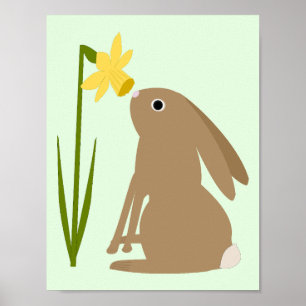 Osterhasen-Kaninchen und Daffodische Blume Poster