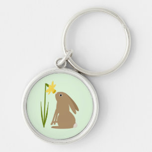 Osterhasen-Kaninchen und Daffodische Blume Schlüsselanhänger