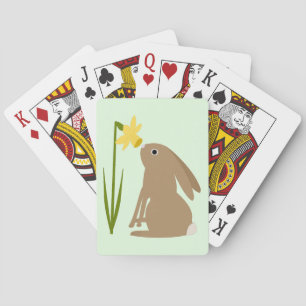 Osterhasen-Kaninchen und Daffodische Blume Spielkarten