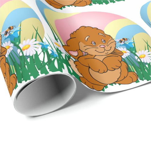 Osterhasen-Kaninchen und Ostereier Geschenkpapier (Rolleneckpunkt)