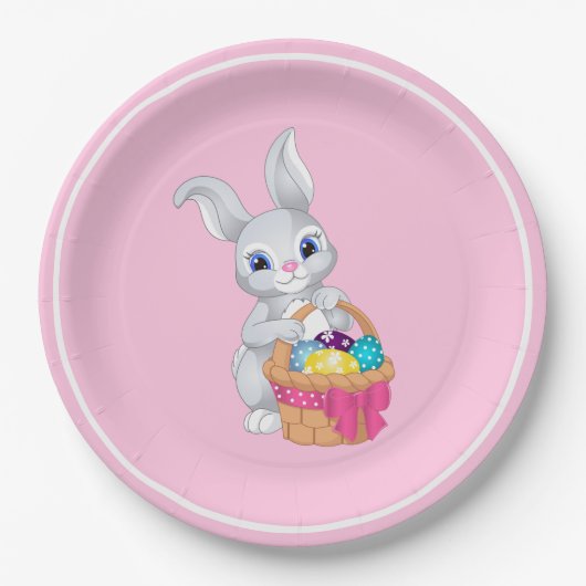 Osterhasen-Kaninchenkörbe Party Eier Pappteller (Vorderseite)