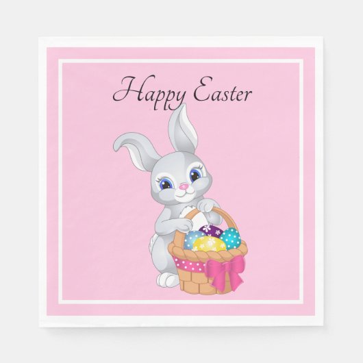 Osterhasen-Kaninchenkörbe Party Eier Serviette (Vorderseite)